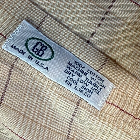 Gitman Bros Mens Long Sleeve Button‎ Dress Shirt Beige Brown Plaid Size XLT USA - Picture 7 of 12